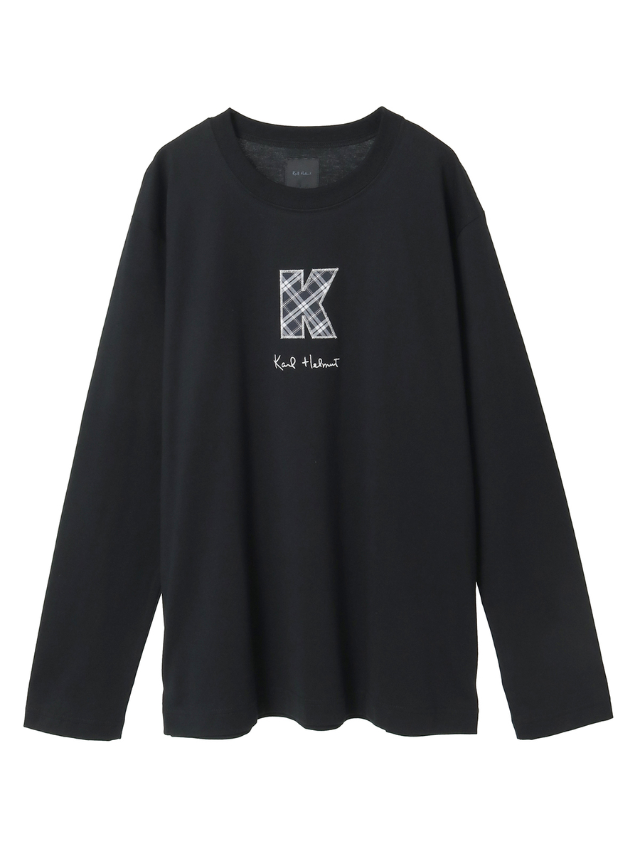 Kロゴアップリケ使いカットソー 詳細画像 クロ 1