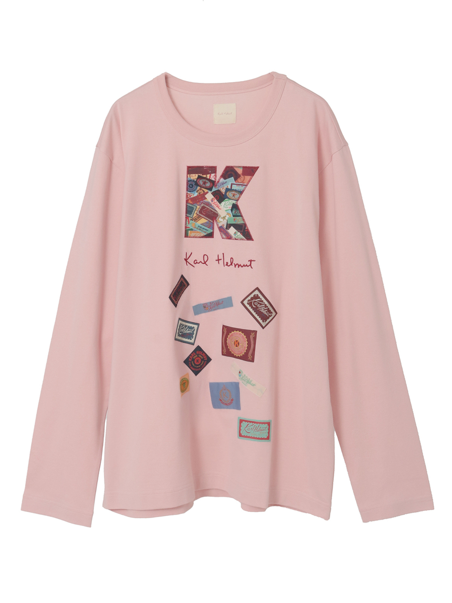 Kロゴアップリケ＆ネームワッペンいっぱいカットソー 詳細画像 ピンク 1