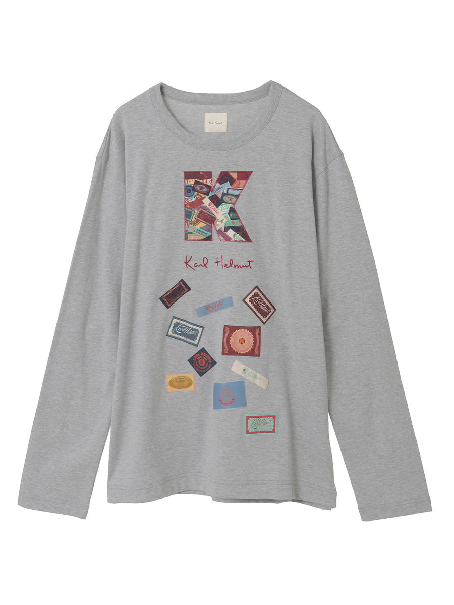 Kロゴアップリケ＆ネームワッペンいっぱいカットソー 詳細画像 トップグレー 1