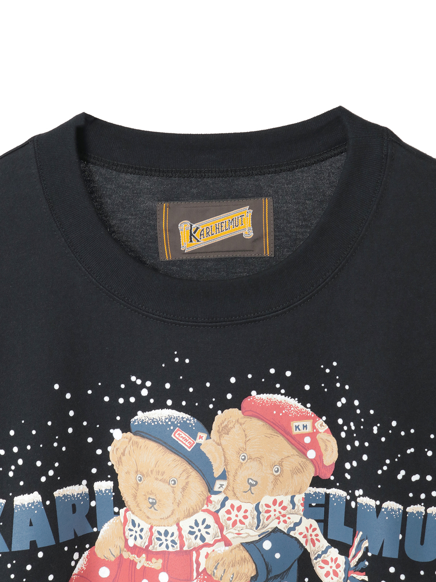 三つ子のくま冬支度プリントカットソー 詳細画像 カーキ 3