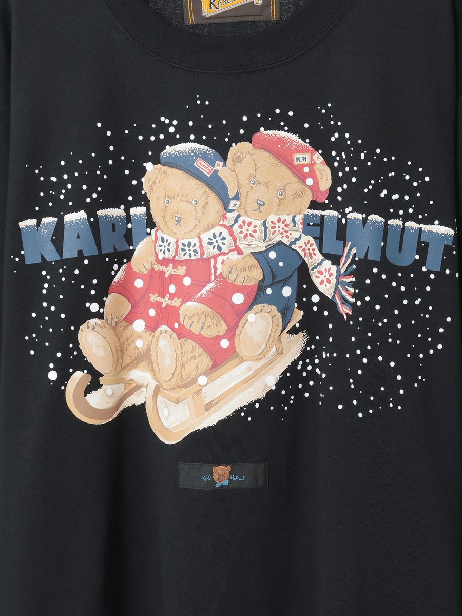 三つ子のくま冬支度プリントカットソー 詳細画像 カーキ 6