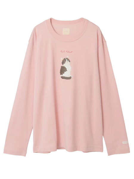 猫プリントカットソー