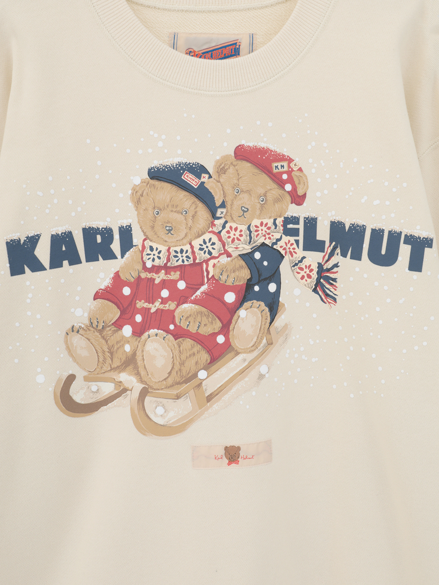 三つ子のくま冬支度プリントトレーナー 詳細画像 カーキ 10