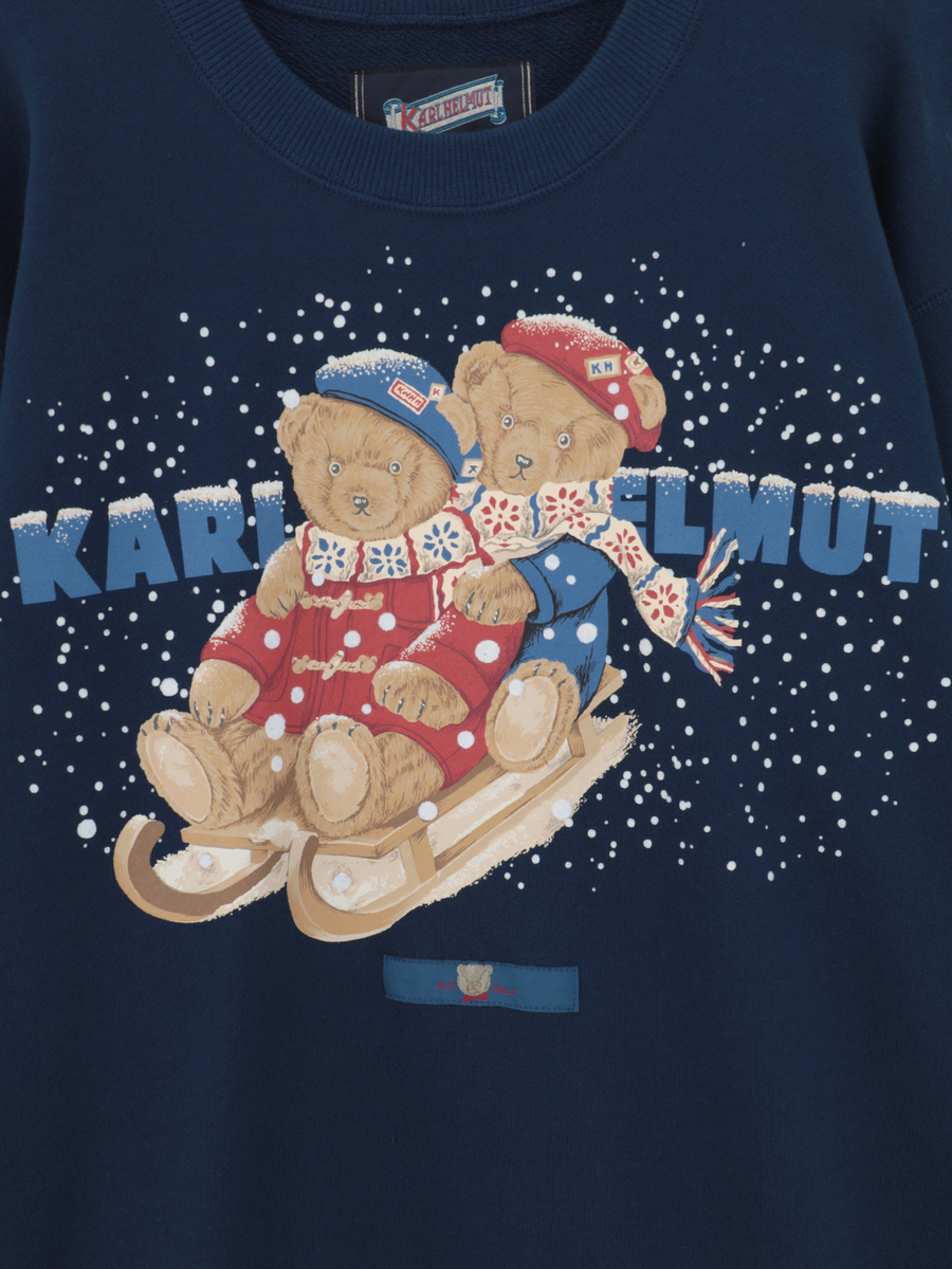 三つ子のくま冬支度プリントトレーナー 詳細画像 カーキ 11