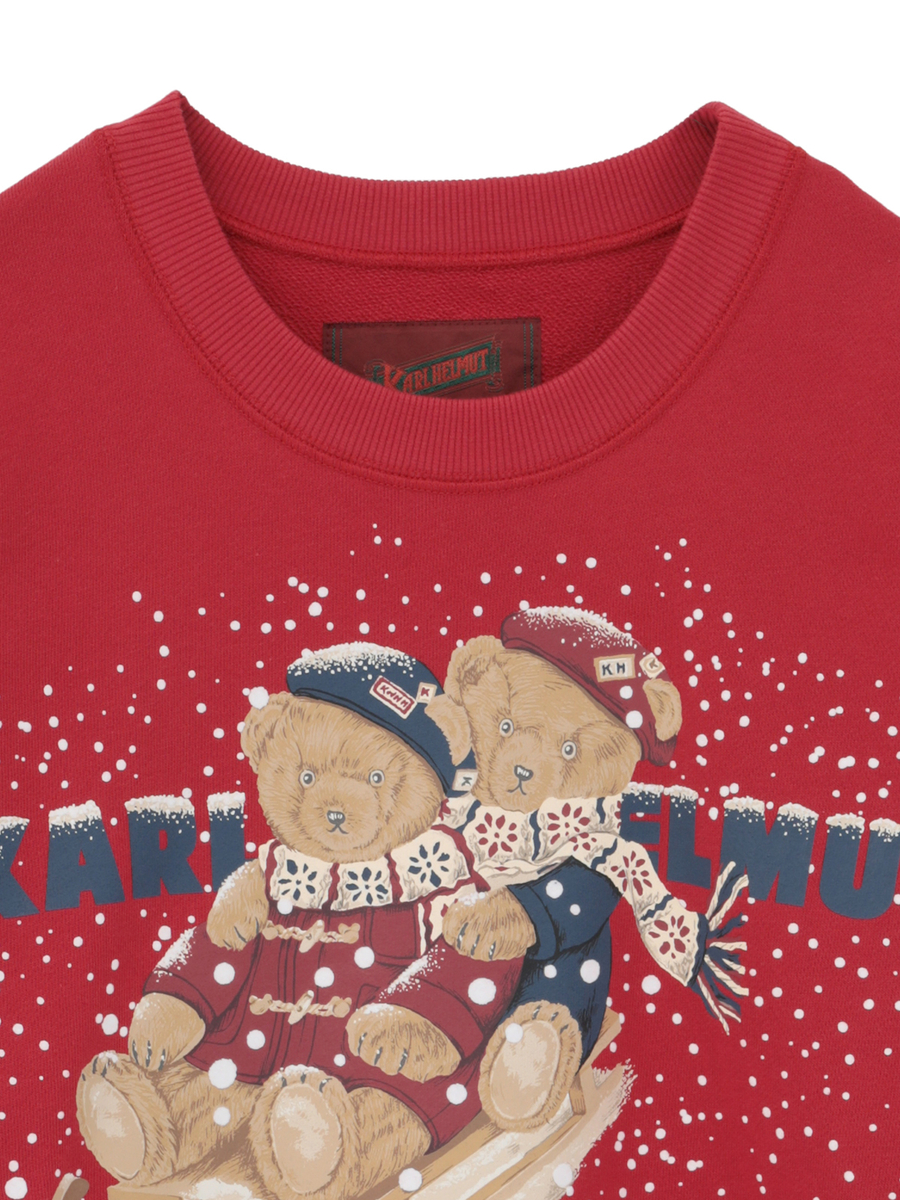 三つ子のくま冬支度プリントトレーナー 詳細画像 カーキ 3