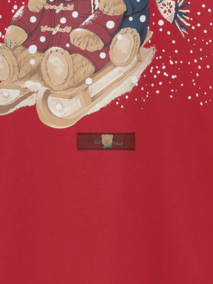 三つ子のくま冬支度プリントトレーナー 詳細画像 カーキ 6