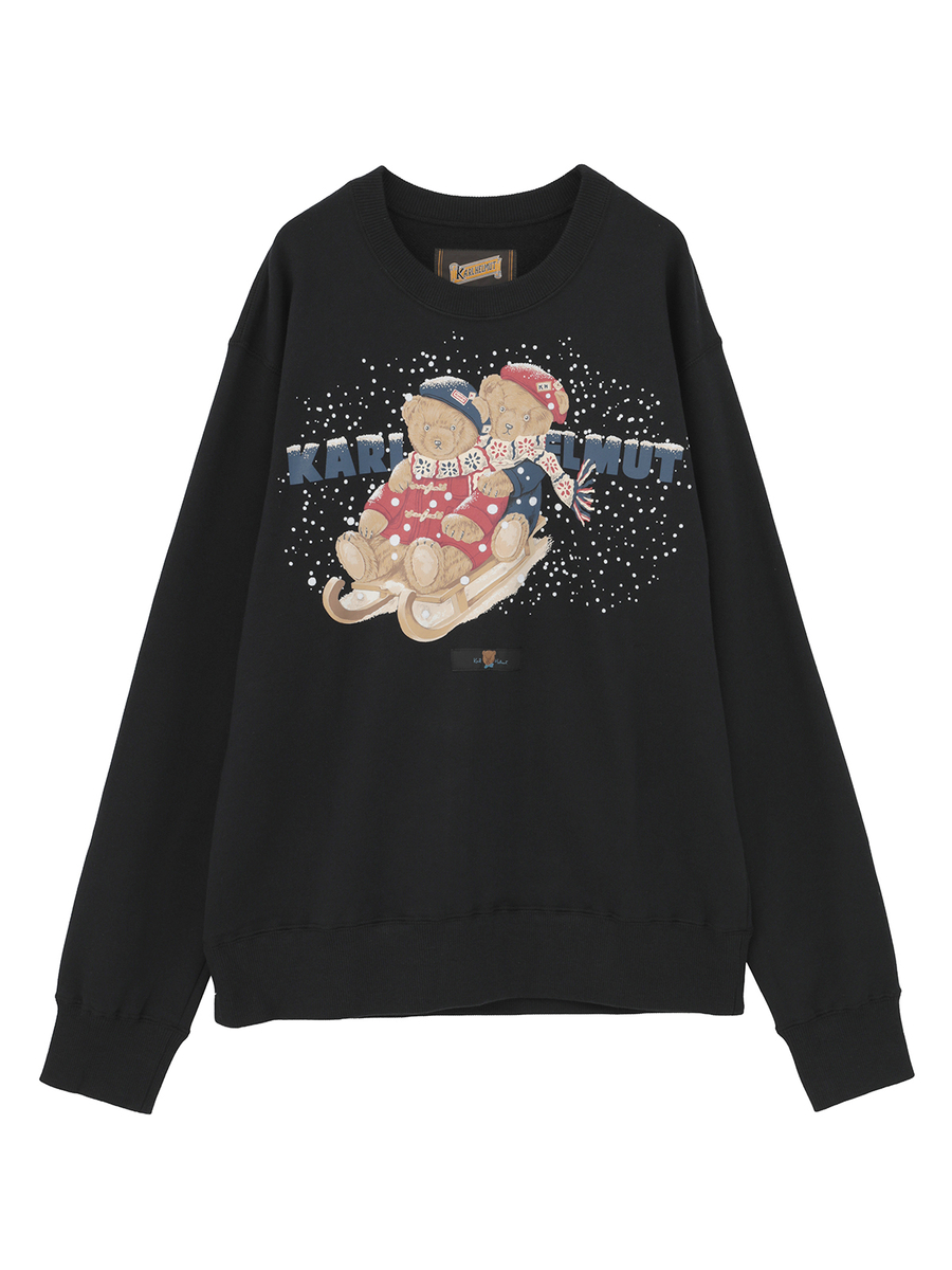 三つ子のくま冬支度プリントトレーナー 詳細画像 クロ 1