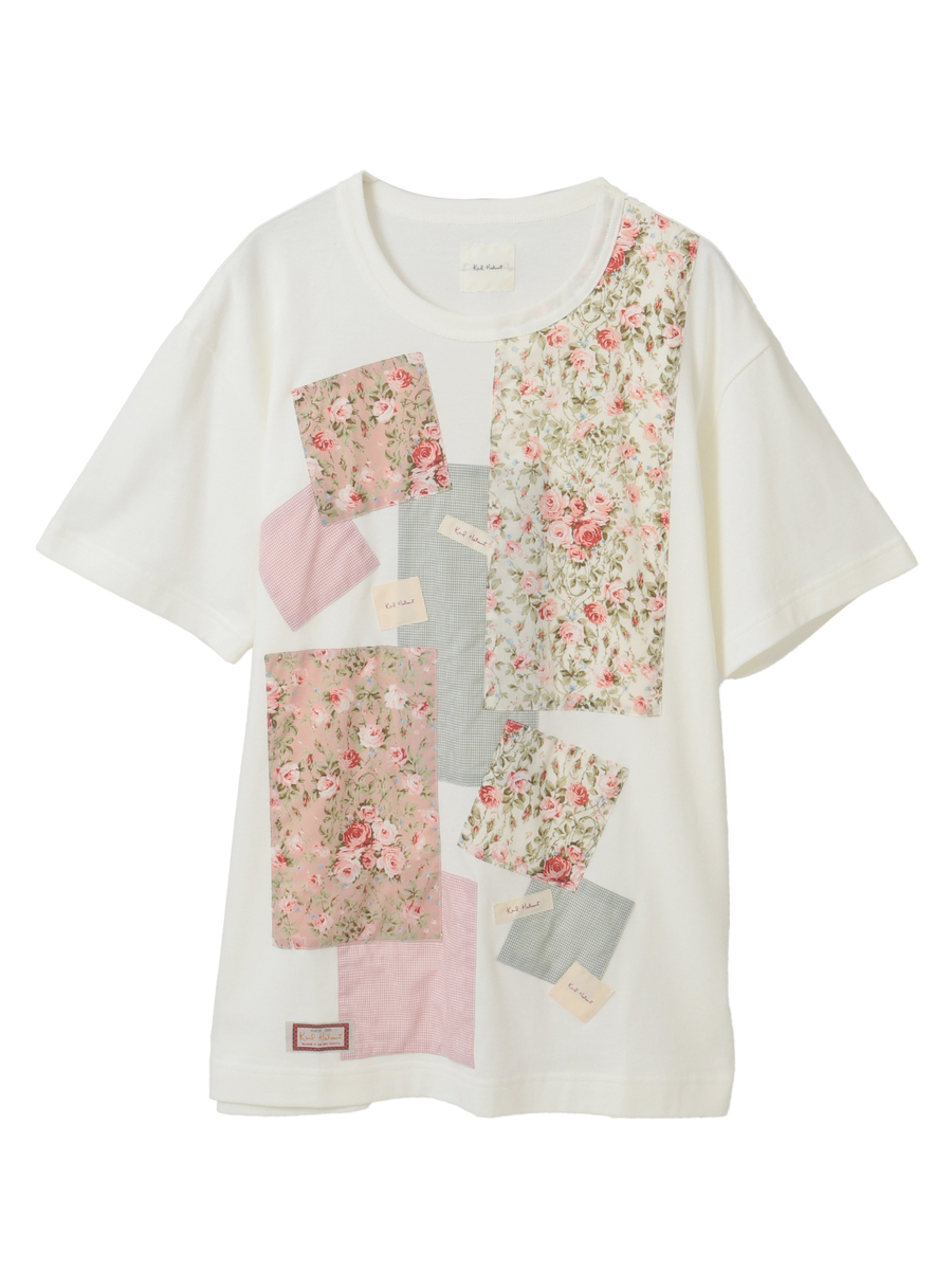 小バラプリントパッチワークTシャツ 詳細画像 クロ 1