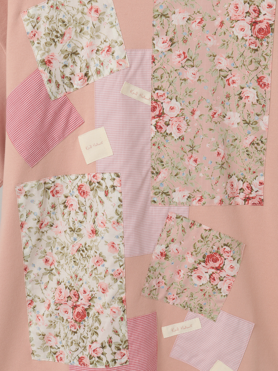 小バラプリントパッチワークTシャツ 詳細画像 クロ 10