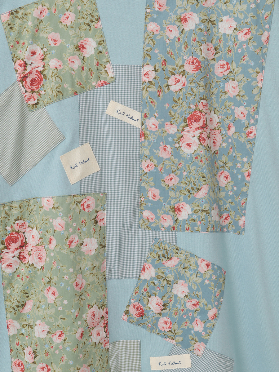 小バラプリントパッチワークTシャツ 詳細画像 クロ 8