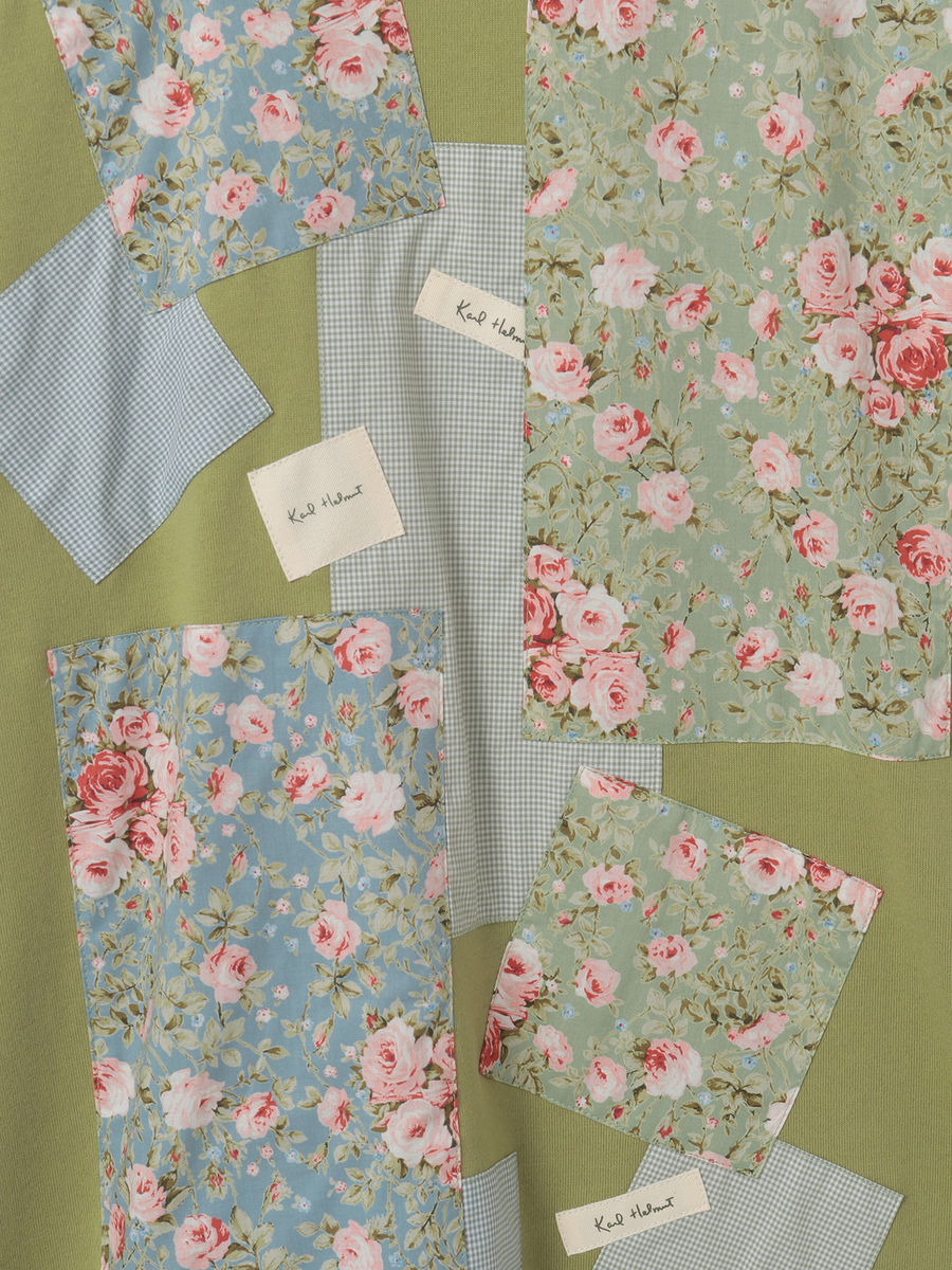 小バラプリントパッチワークTシャツ 詳細画像 クロ 9