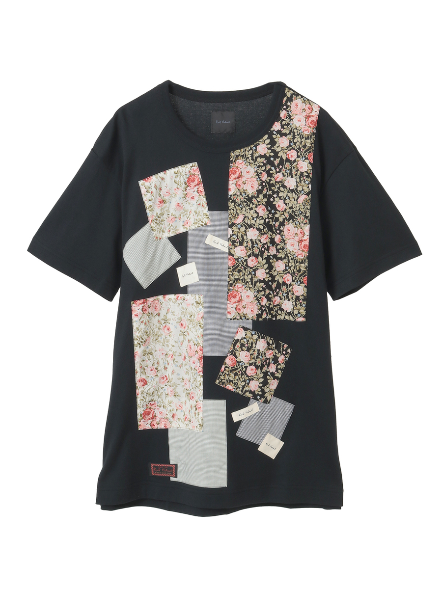 小バラプリントパッチワークTシャツ 詳細画像 クロ 1