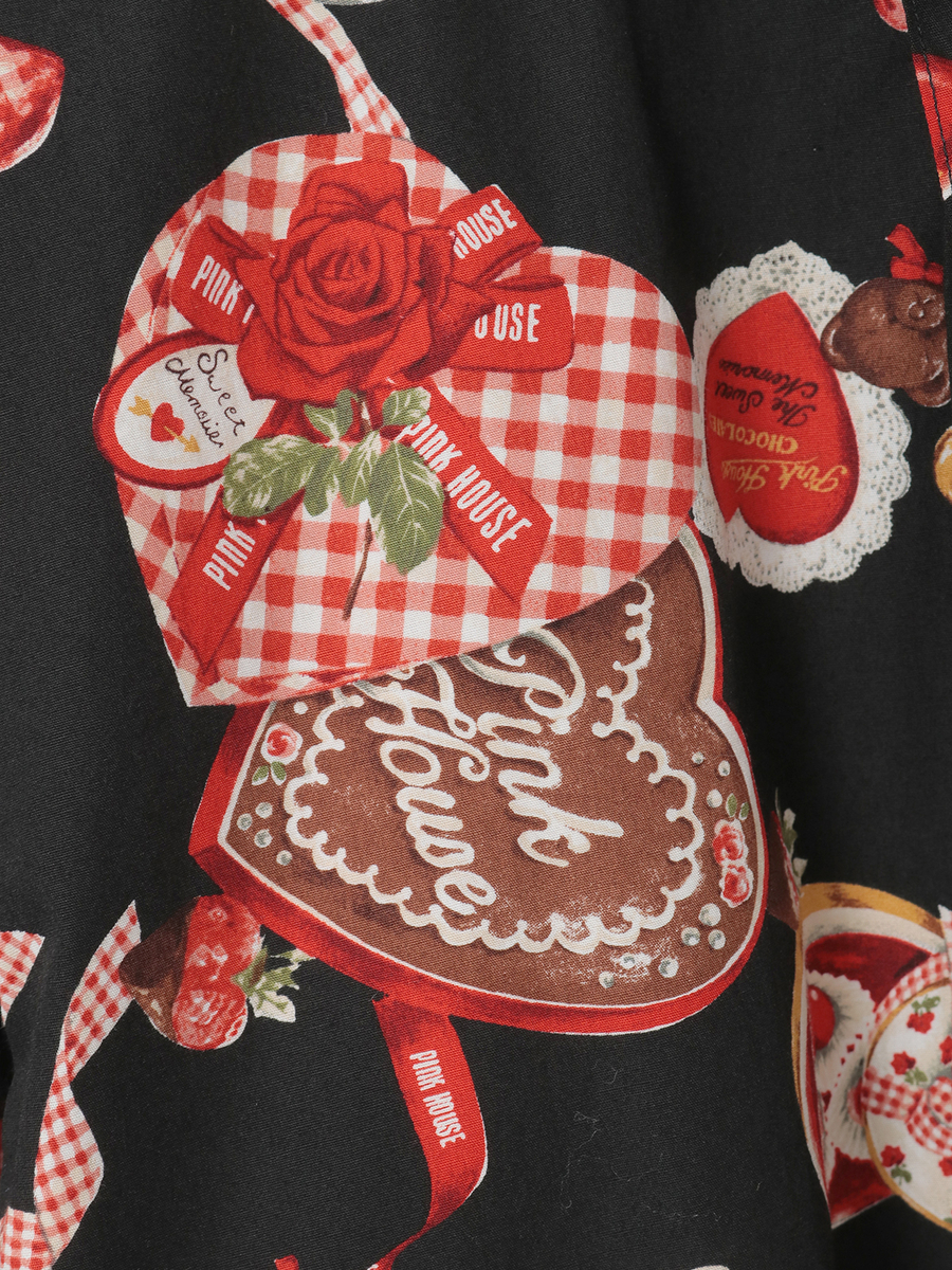 スウィートメモリーズプリントフードブラウス 詳細画像 ブラック 10