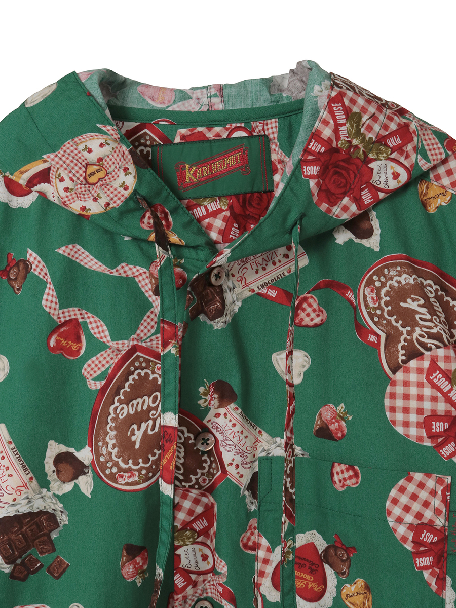 スウィートメモリーズプリントフードブラウス 詳細画像 ブラック 3