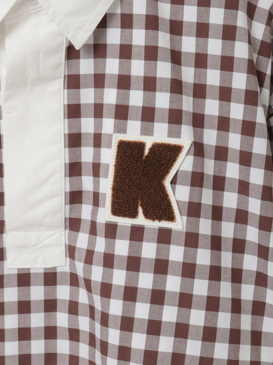 Kロゴワッペン付きギンガムチェックブラウス 詳細画像 アカ 10