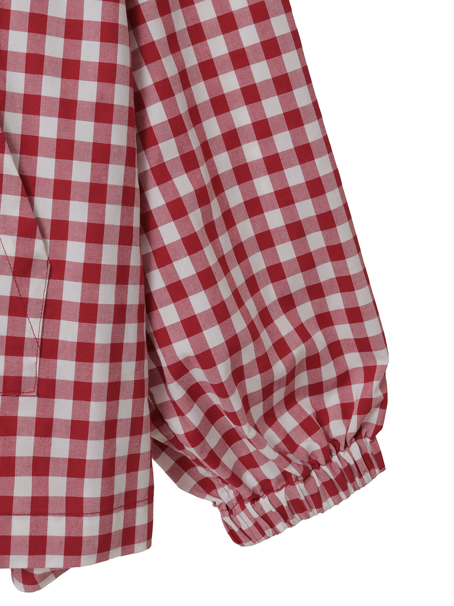 Kロゴワッペン付きギンガムチェックブラウス 詳細画像 アカ 4