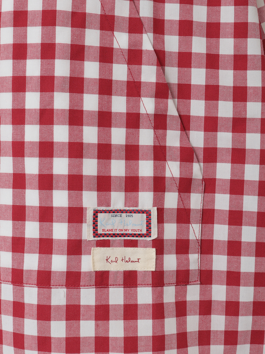 Kロゴワッペン付きギンガムチェックブラウス 詳細画像 アカ 7