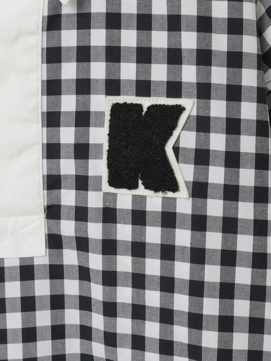 Kロゴワッペン付きギンガムチェックブラウス 詳細画像 アカ 8