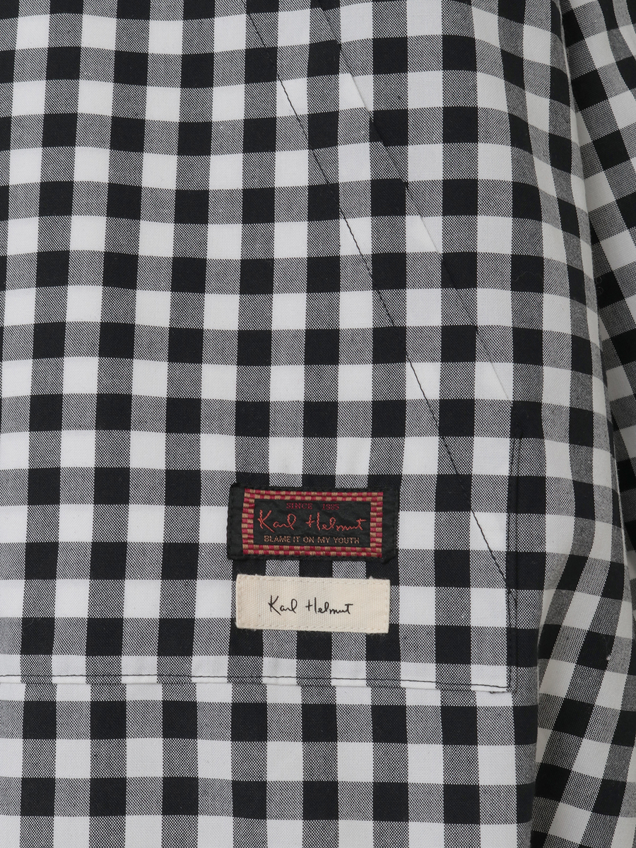 Kロゴワッペン付きギンガムチェックブラウス 詳細画像 アカ 9