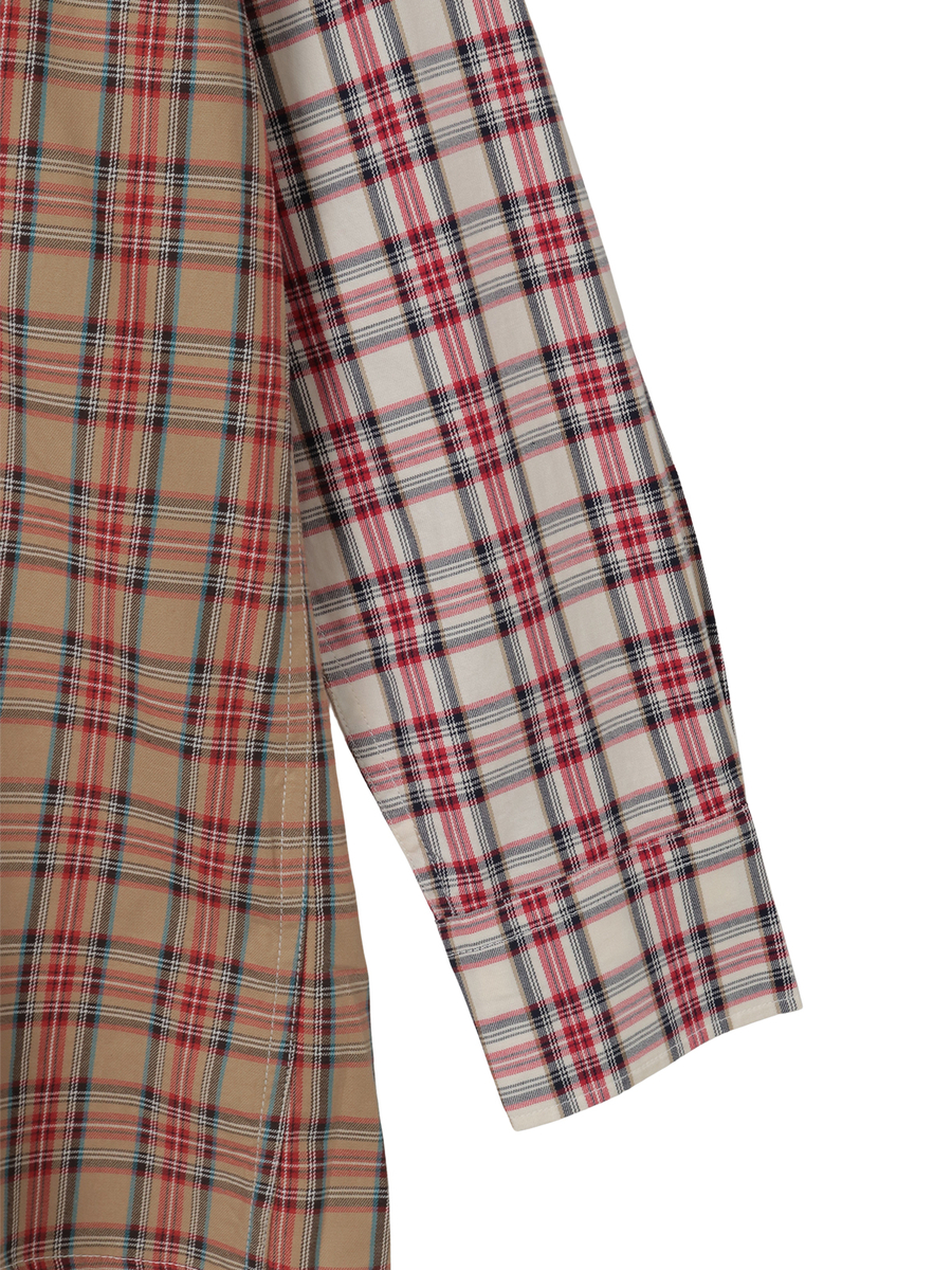 くまアップリケ付きオリジナルタータンチェックシャツブラウス 詳細画像 シロ系 5