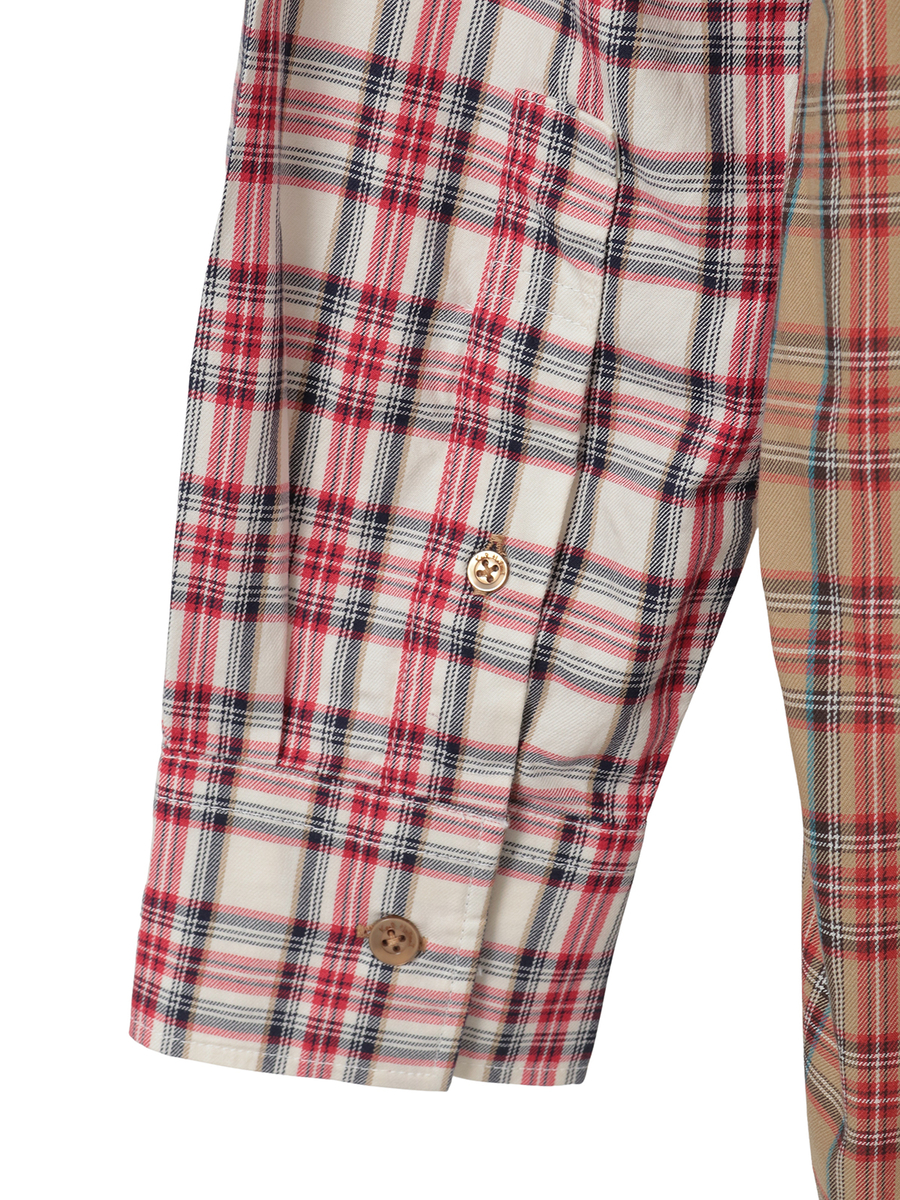 くまアップリケ付きオリジナルタータンチェックシャツブラウス 詳細画像 シロ系 6