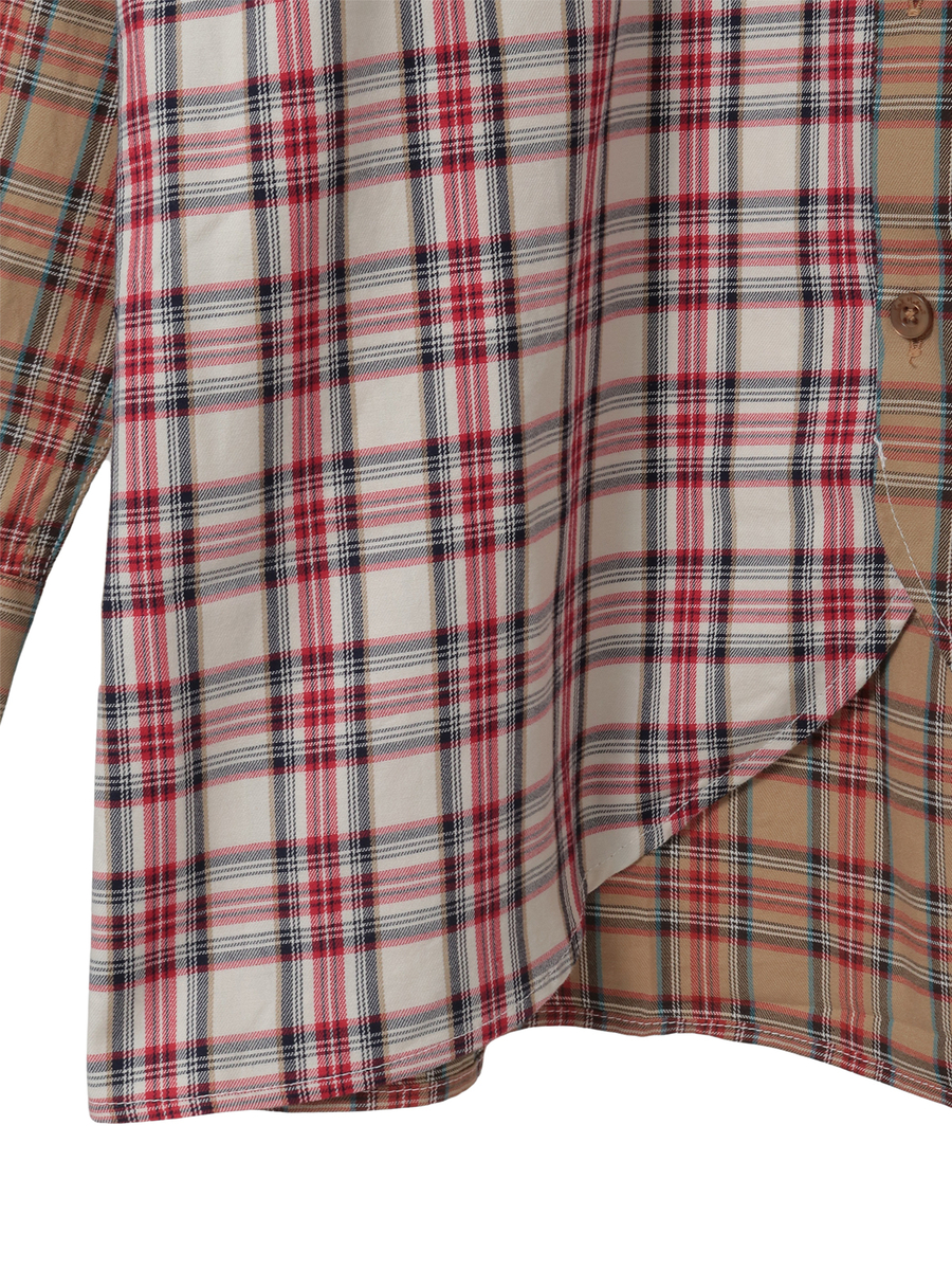 くまアップリケ付きオリジナルタータンチェックシャツブラウス 詳細画像 シロ系 7