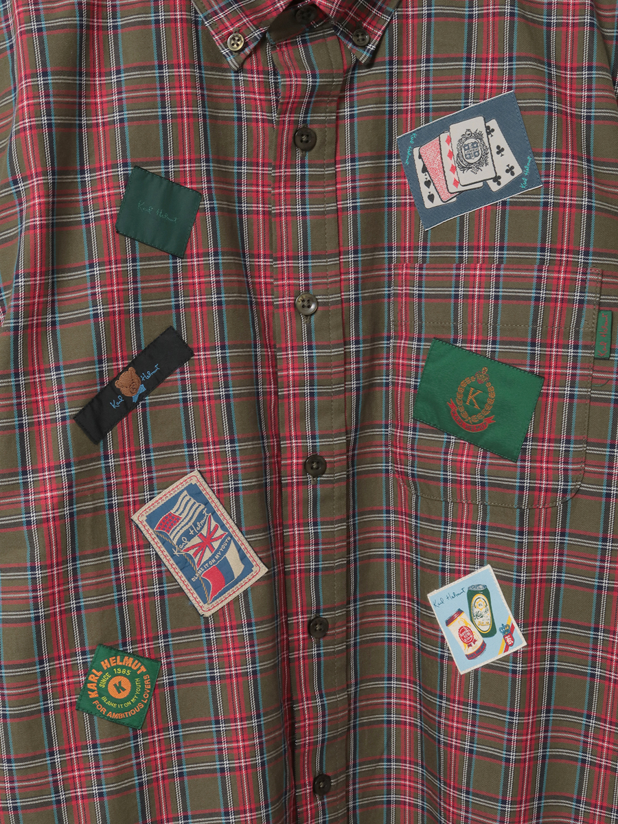 ネームワッペンいっぱいオリジナルタータンチェックシャツブラウス 詳細画像 ピンク 15