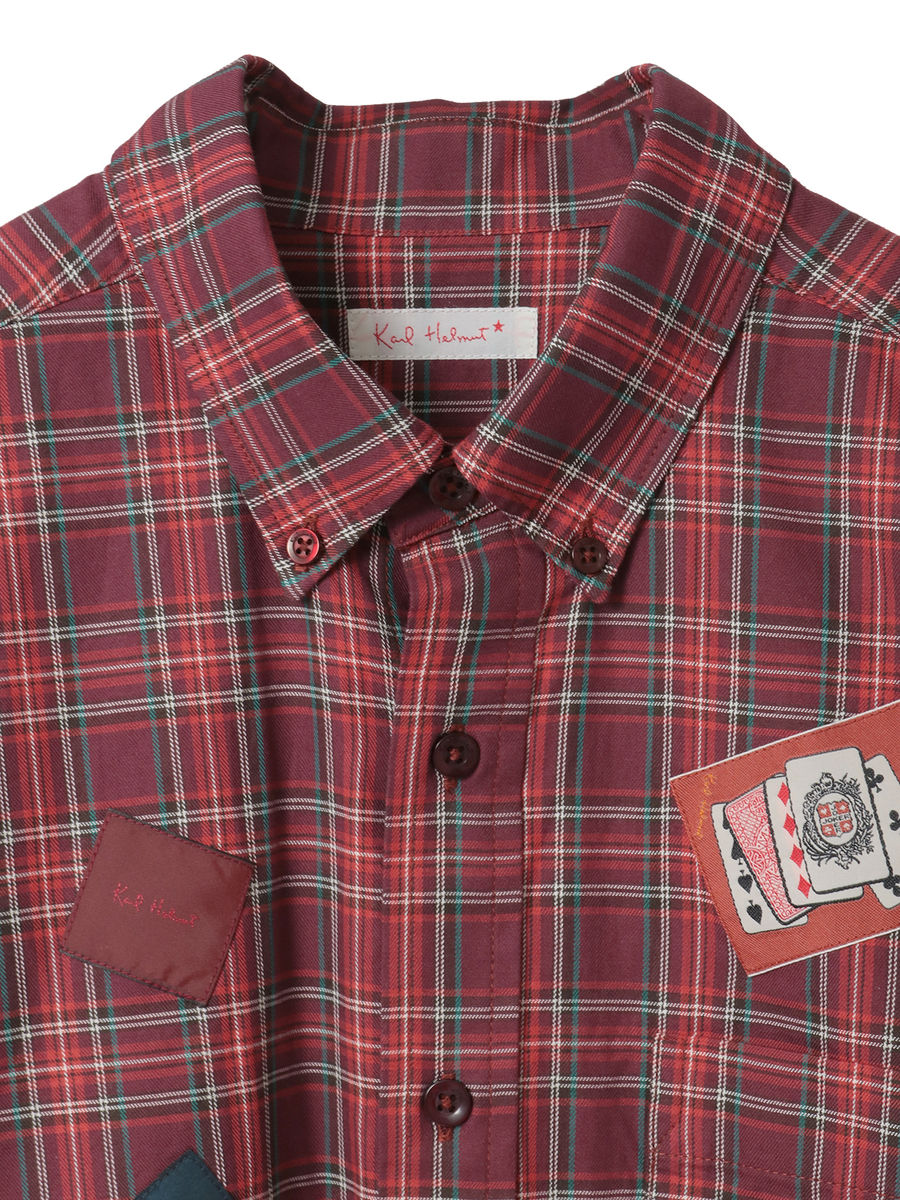 ネームワッペンいっぱいオリジナルタータンチェックシャツブラウス 詳細画像 ピンク 3