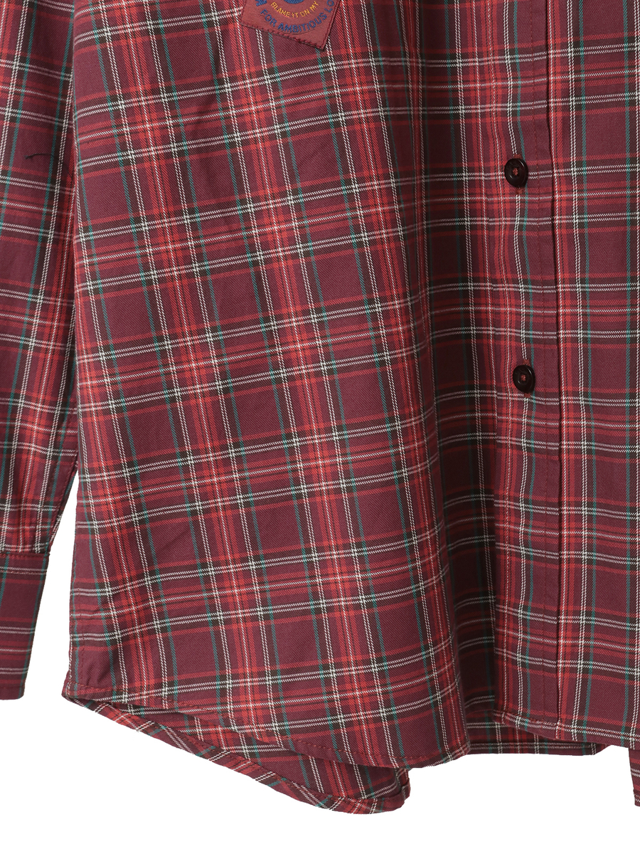 ネームワッペンいっぱいオリジナルタータンチェックシャツブラウス 詳細画像 ピンク 6