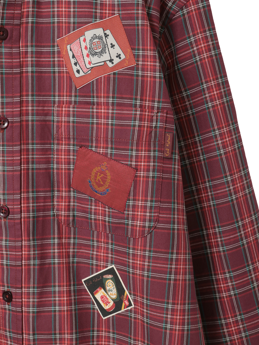 ネームワッペンいっぱいオリジナルタータンチェックシャツブラウス 詳細画像 ピンク 8