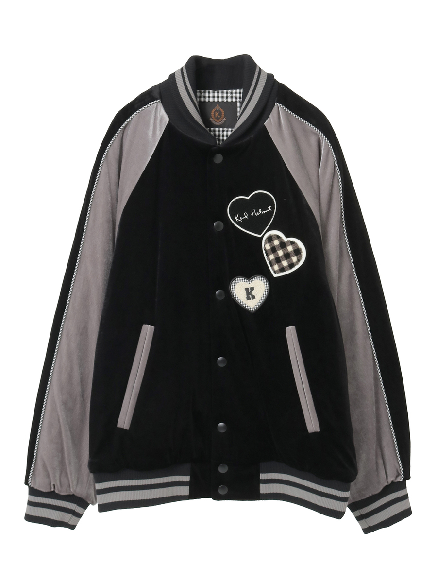 ハートワッペン使いベロアブルゾン 詳細画像 ブラック 1