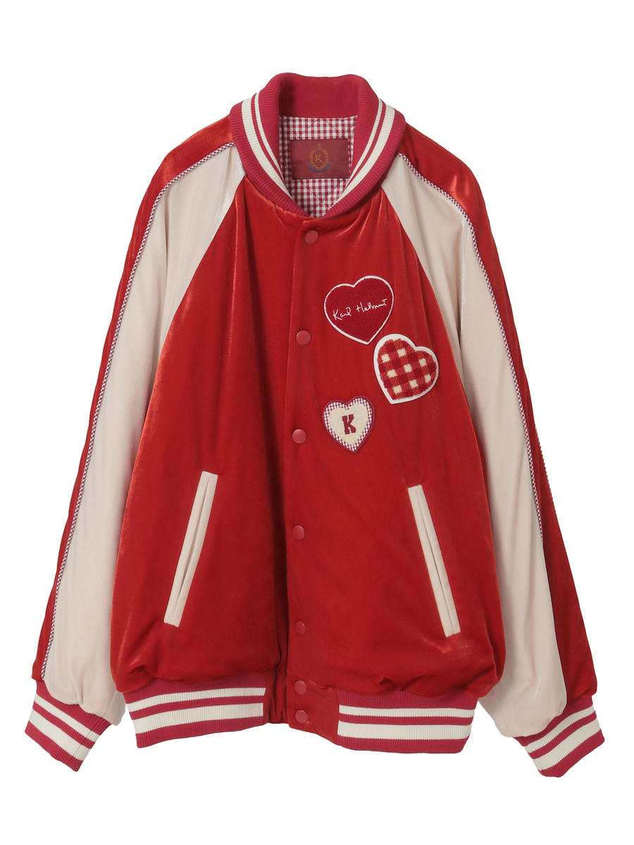 ハートワッペン使いベロアブルゾン 詳細画像 アカ 1