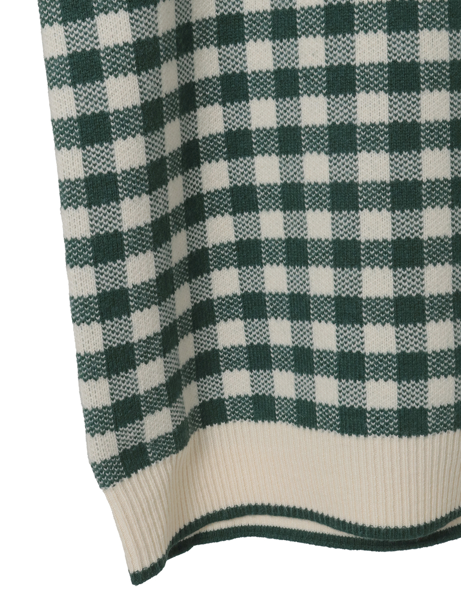 Kロゴワッペン付きチェックニットベスト 詳細画像 チョコレート 5