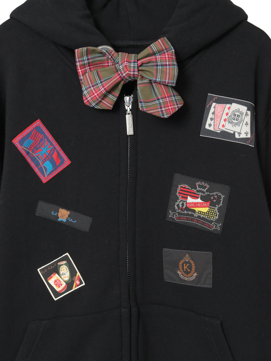 リボンタイ付きネームワッペンいっぱいパーカー 詳細画像 ピンク 8