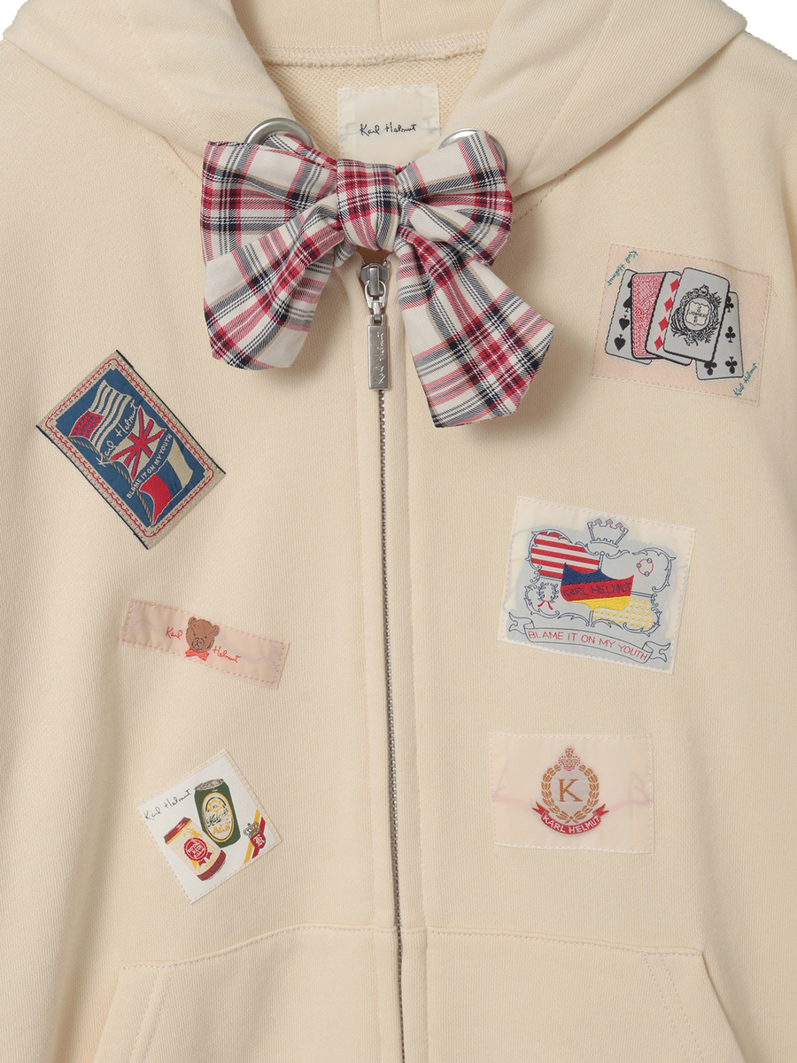 リボンタイ付きネームワッペンいっぱいパーカー 詳細画像 ピンク 9