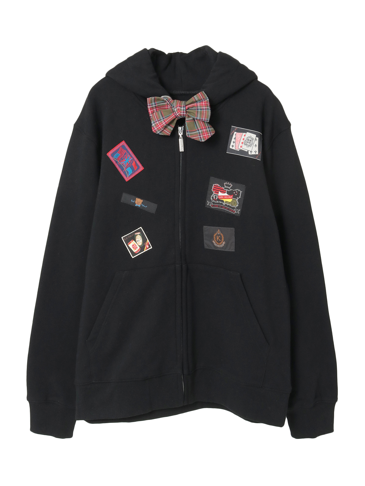 リボンタイ付きネームワッペンいっぱいパーカー｜ピンクハウス