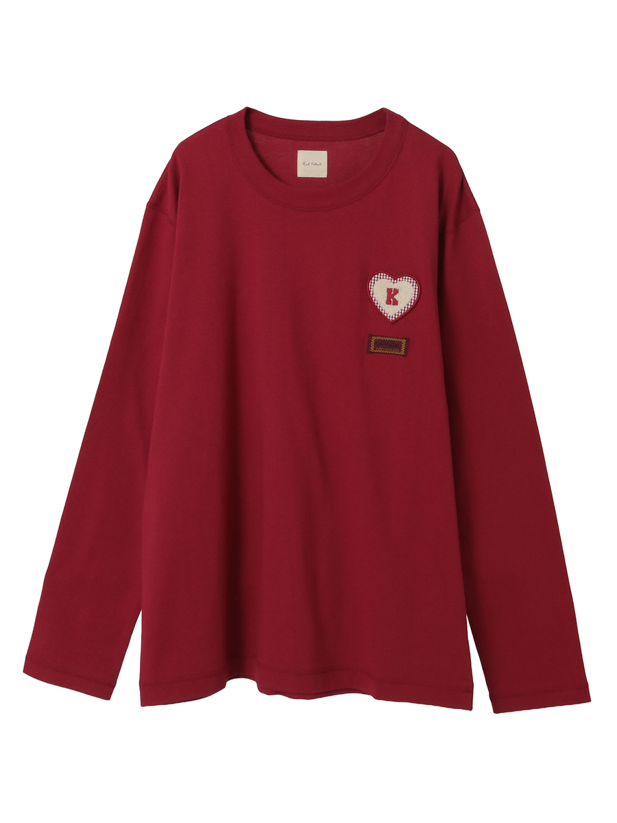 ハートワッペン使いカットソー 詳細画像 アカ 1