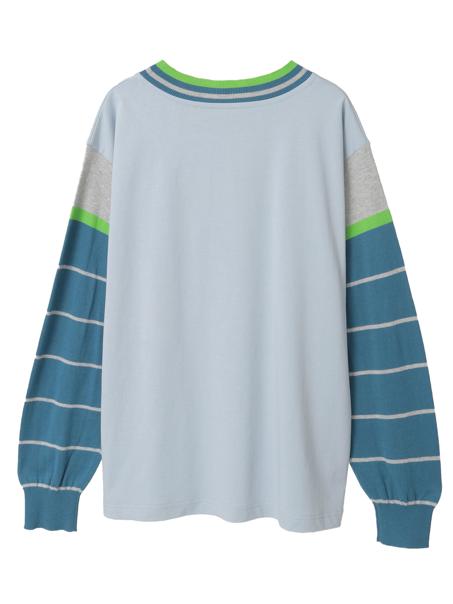 ボーダー袖使いレイヤード風カットソー 詳細画像 キナリ 2