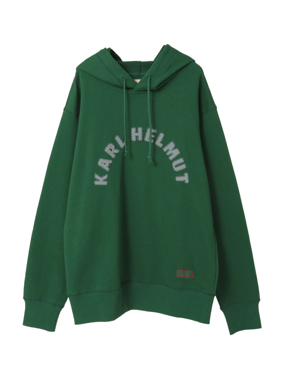 ロゴアップリケ使いフード付きトレーナー 詳細画像 グリーン 1