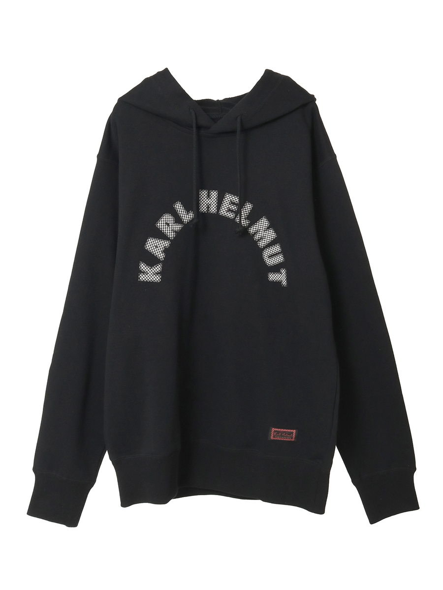 ロゴアップリケ使いフード付きトレーナー 詳細画像 ブラック 1