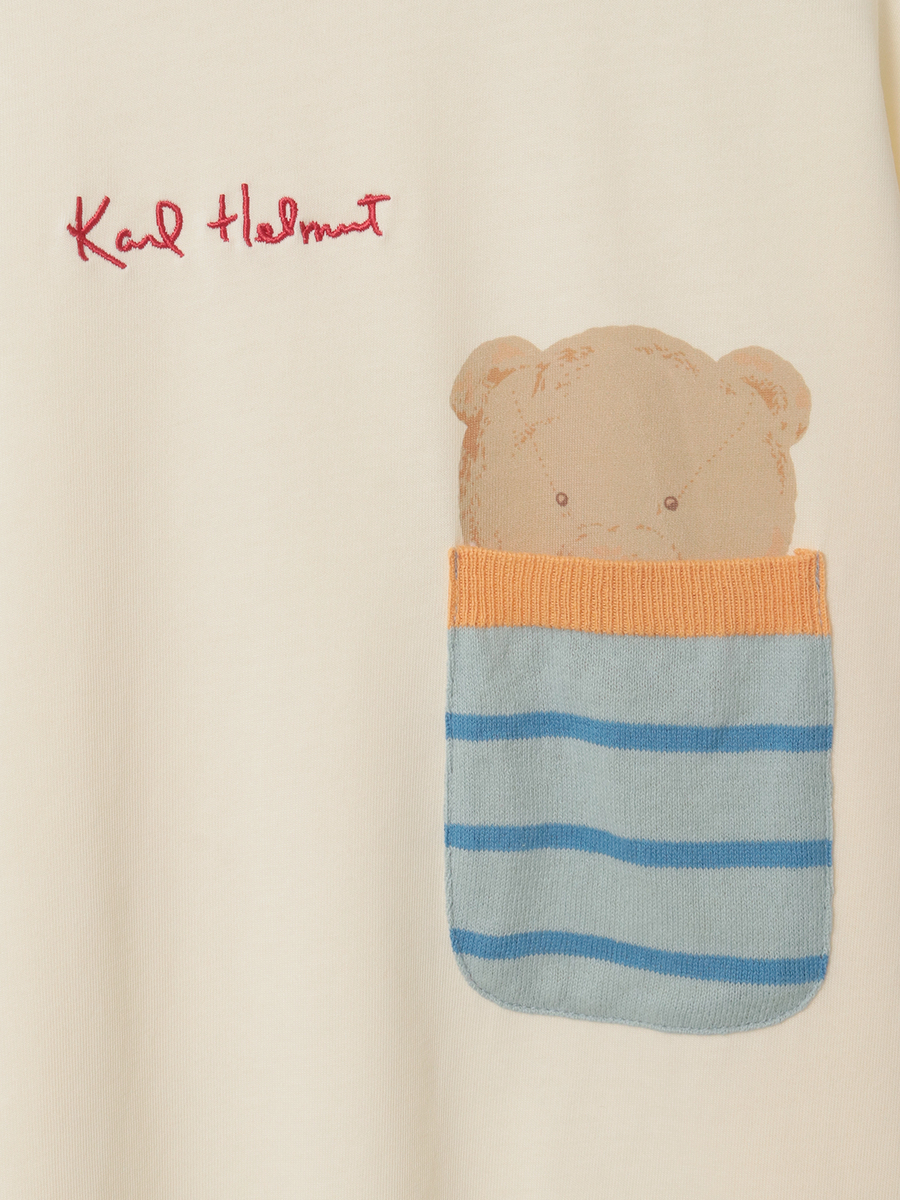 くまプリントポケット付きTシャツ 詳細画像 ブルー 12