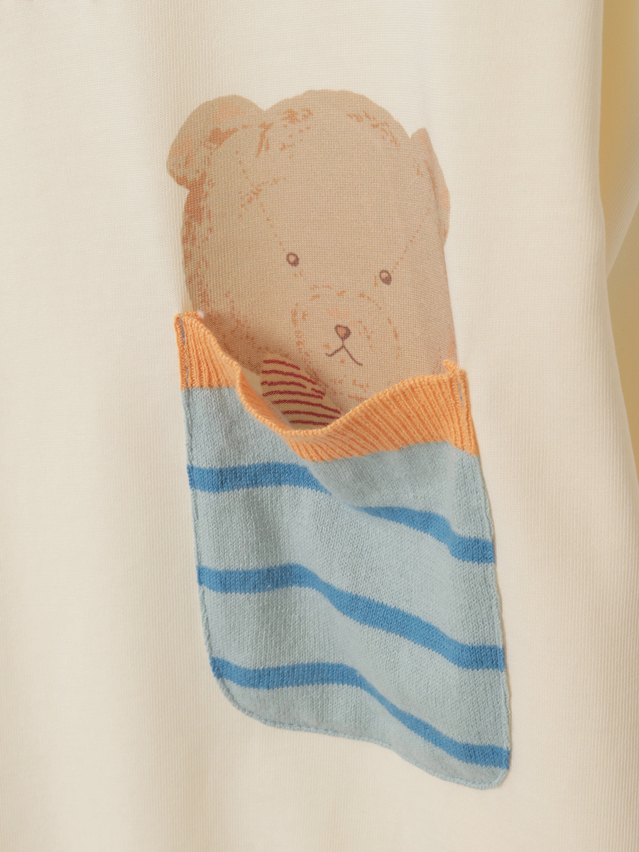 くまプリントポケット付きTシャツ 詳細画像 ブルー 13