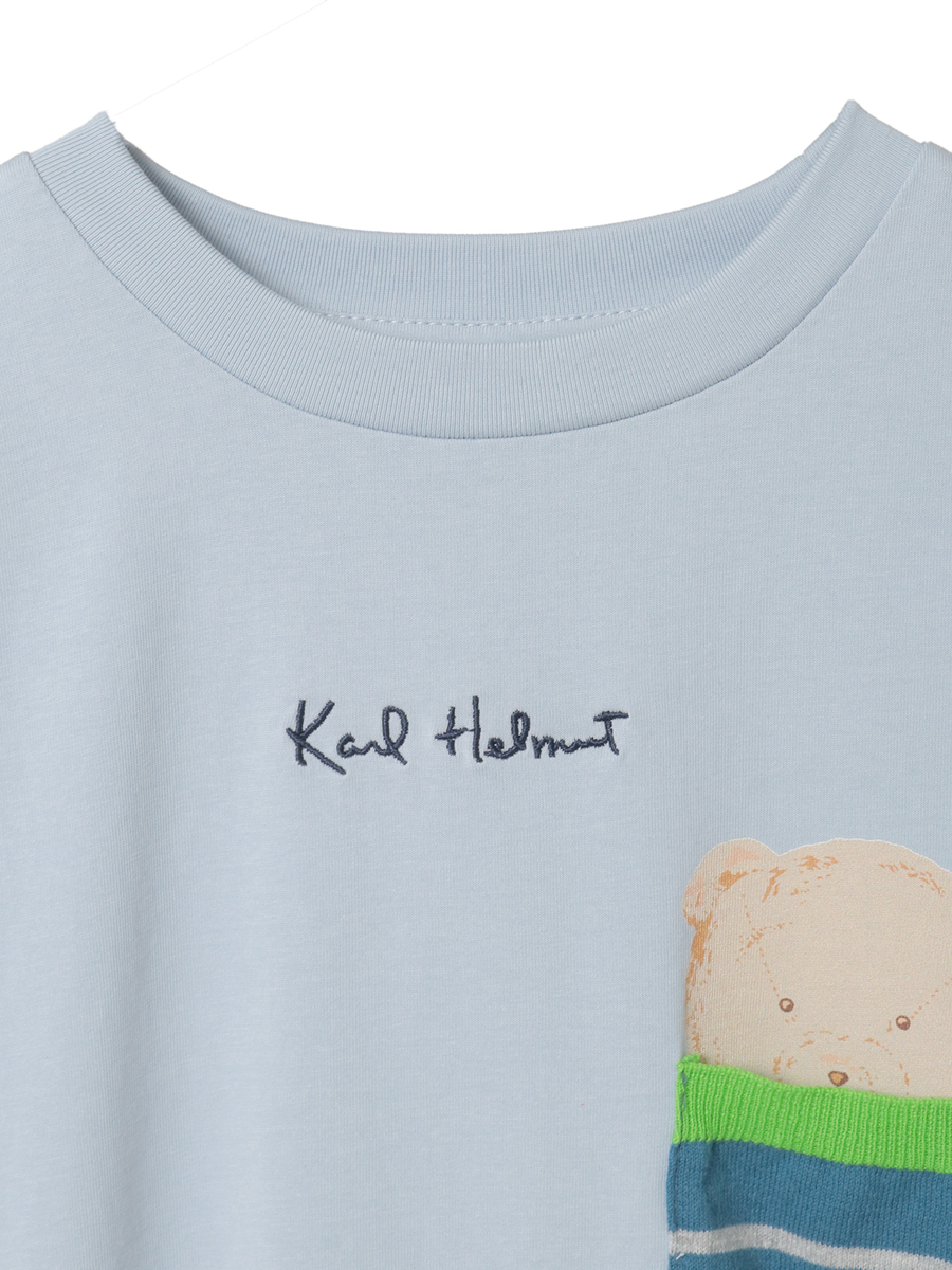 くまプリントポケット付きTシャツ 詳細画像 ブルー 3