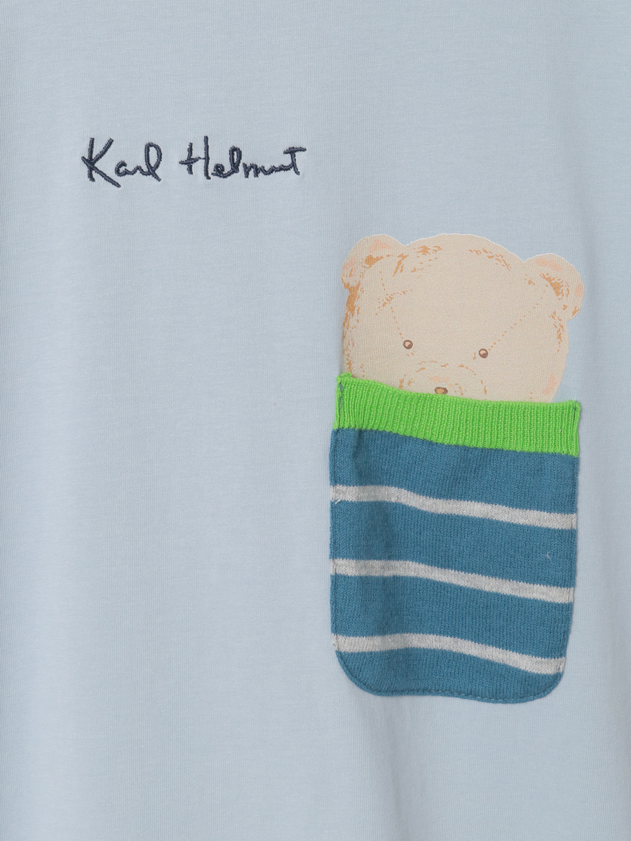 くまプリントポケット付きTシャツ 詳細画像 ブルー 6