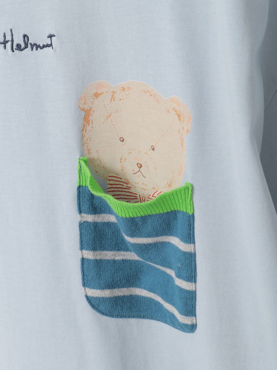 くまプリントポケット付きTシャツ 詳細画像 ブルー 7