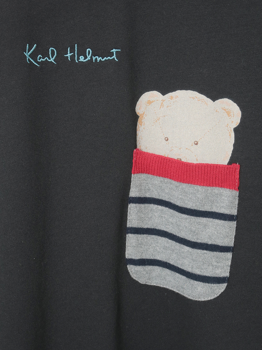 くまプリントポケット付きTシャツ 詳細画像 ブルー 9