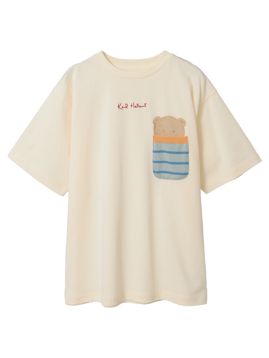 くまプリントポケット付きTシャツ 詳細画像 キナリ 1