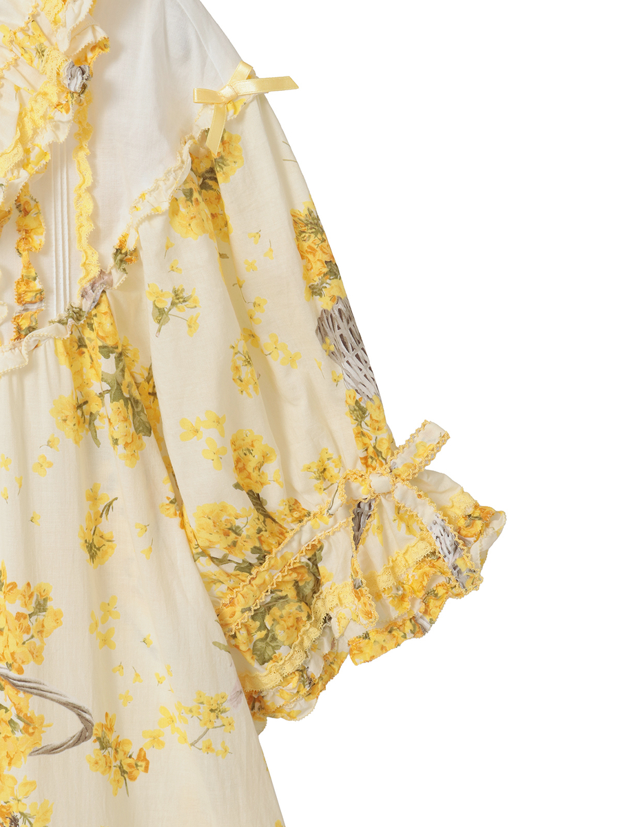 なのはなプリントワンピース 詳細画像 ミントグリーン 4