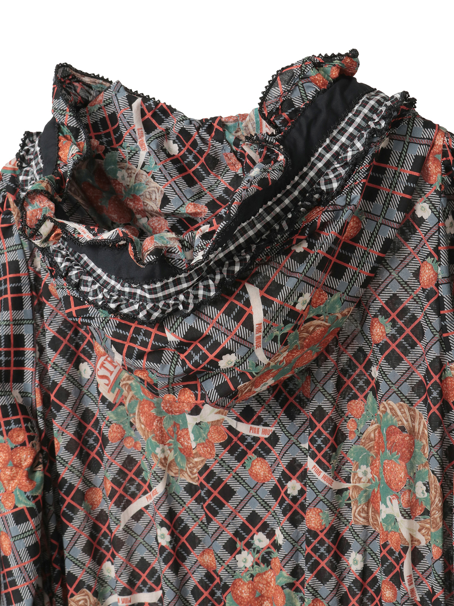 苺リースプリントパッチワークワンピース 詳細画像 シャンパン 15