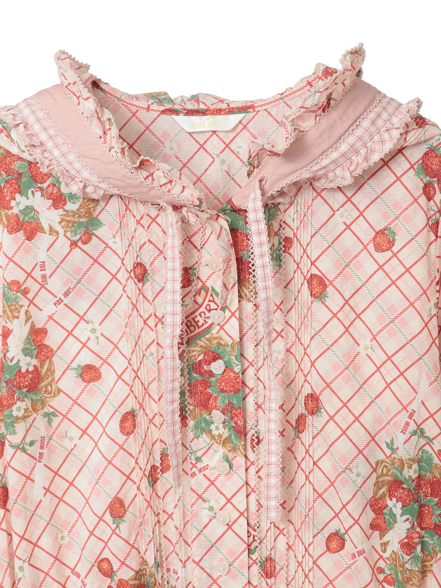 苺リースプリントパッチワークワンピース 詳細画像 シャンパン 3